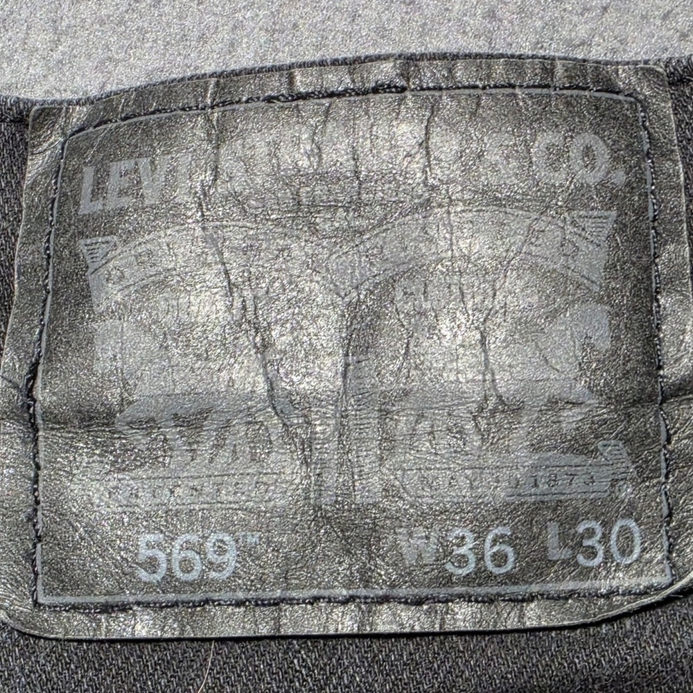 Levis 569 Loose Straight Jeans Mens 36x30 Black Denim Pants 0318 - Picture 6 of 8